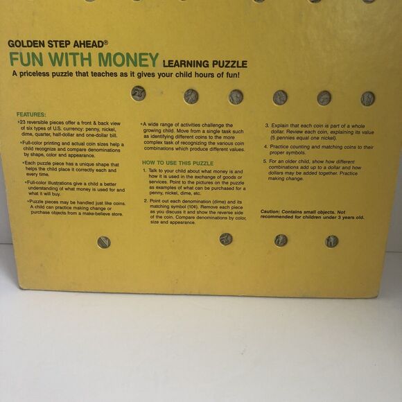 1985 Vintage Golden Step Ahead Learning Puzzle Fun with Money 4739-1 - Picture 15 of 15